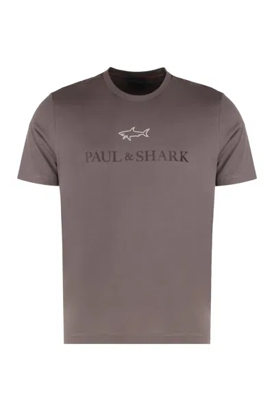 Paul&amp;shark Cotton T-shirt With Logo In Gray