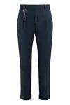 Paul & Shark Cuffed Hem Cotton Trousers With Key Ring In Blue