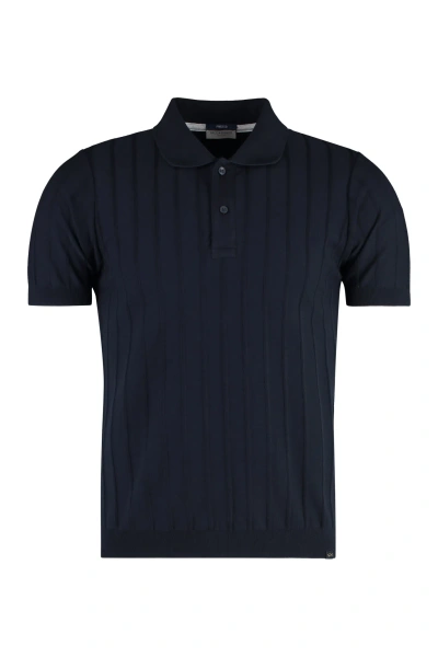 Paul&amp;shark Knitted Cotton Polo Shirt In Blu
