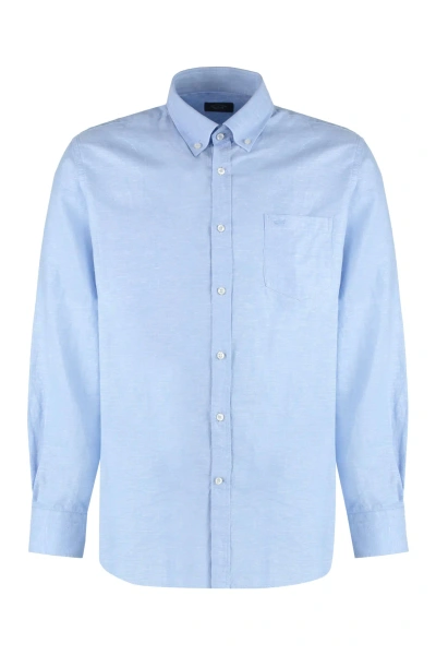 Paul&amp;shark Linen And Cotton Shirt In Light Blue
