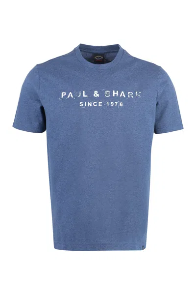 Paul&amp;shark Logo Cotton T-shirt In Blue