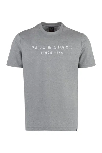 Paul&amp;shark Logo Cotton T-shirt In Grey