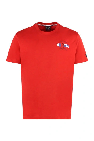 Paul&amp;shark Logo Cotton T-shirt In Red