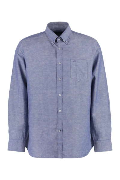 Paul&amp;shark Long Sleeve Cotton Blend Shirt In Blue