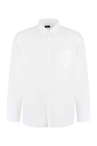 Paul&amp;shark Long Sleeve Cotton Blend Shirt In White