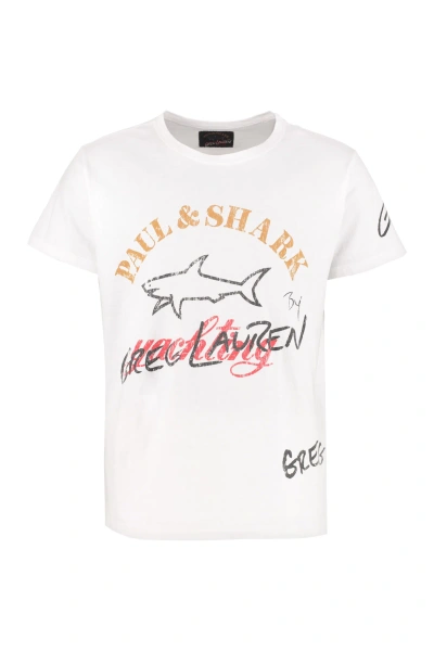 Paul&amp;shark Printed Cotton T-shirt In White