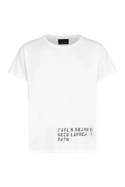 Paul&amp;shark Printed Cotton T-shirt In White