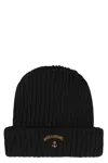 Paul&amp;shark Ribbed Wool Beanie In Black
