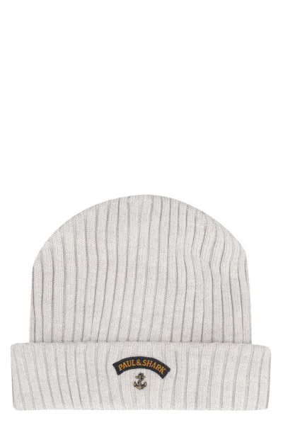 Paul&amp;shark Ribbed Wool Beanie In White