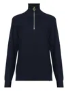 Paul&amp;shark Shark Tag Tech Wool Half Zip Sweater In Black