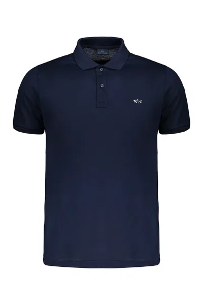 Paul&amp;shark Short Sleeve Cotton Polo Shirt In Blue