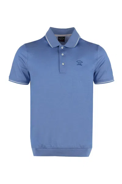 Paul&amp;shark Short Sleeve Cotton Polo Shirt In Light Blue