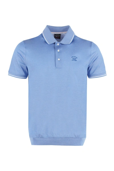 Paul&amp;shark Short Sleeve Cotton Polo Shirt In Light Blue