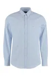 Paul & Shark Cotton Shirt With Buttoned Cuffs And Collar In Light Blue