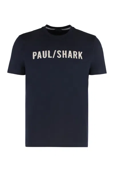Paul&amp;shark T-shirt In Cotton Jersey With Logo In Blue