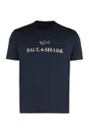 Paul&amp;shark T-shirt In Cotton Jersey With Logo Print In Blue