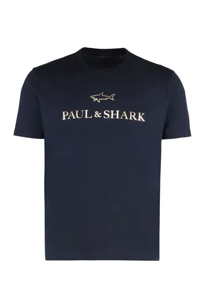 PAUL&AMP;SHARK T-SHIRT IN COTTON JERSEY WITH LOGO PRINT