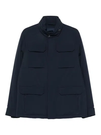 Paul&amp;shark Typhoon Platinum Save The Sea Field Jacket With Shark Fin In Blue