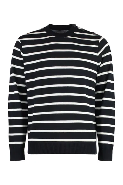 Paul & Shark Virgin Wool Crew-neck Sweater In Blue