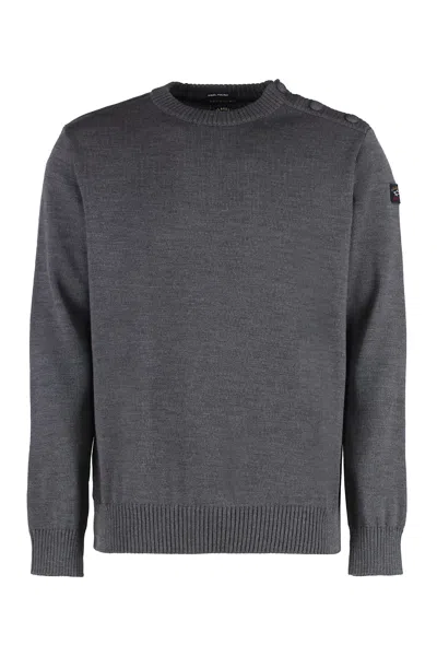 Paul&amp;shark Virgin Wool Crew-neck Sweater In Grey