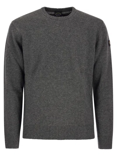 Paul&amp;shark Wool Crew Neck With Arm Patch Paul&shark In Grey