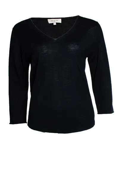 Paul & Joe , Black V Neck Top