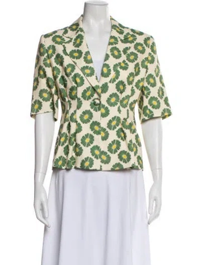 Pre-owned Paul & Joe Floral Print Blazer In Green
