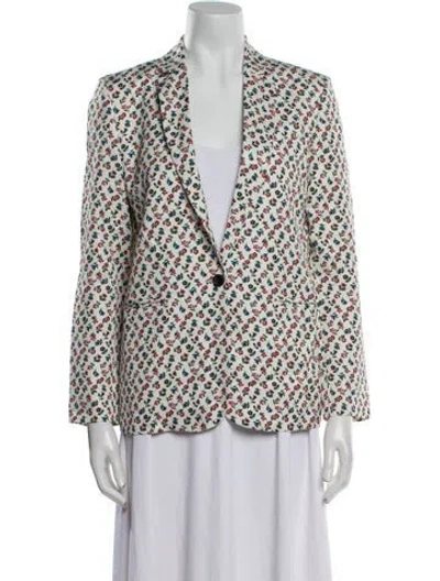 Pre-owned Paul & Joe Floral Print Blazer In White