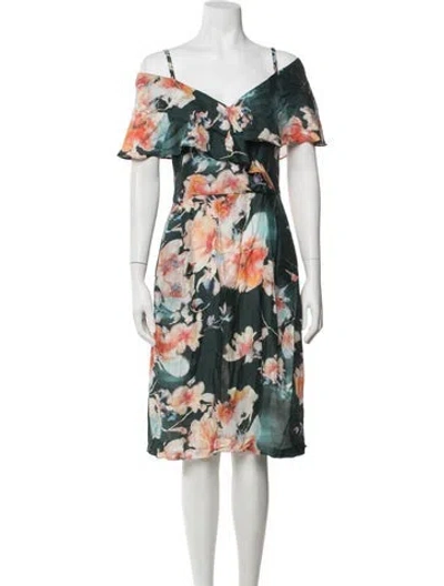 Pre-owned Paul & Joe Floral Print Knee-length Dress In Green