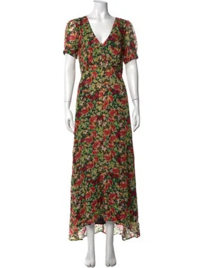 Pre-owned Paul & Joe Floral Print Long Dress In Black