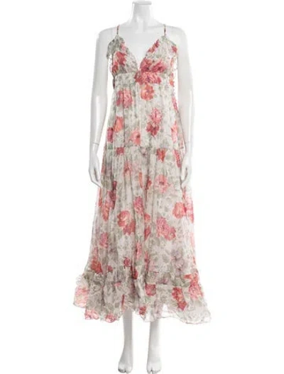 Pre-owned Paul & Joe Floral Print Long Dress In Neutral