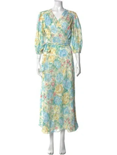 Pre-owned Paul & Joe Floral Print Long Dress W/ Tags In Neutrals