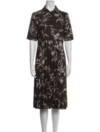 Pre-owned Paul & Joe Floral Print Midi Length Dress In Brown