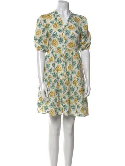 Pre-owned Paul & Joe Floral Print Mini Dress In White