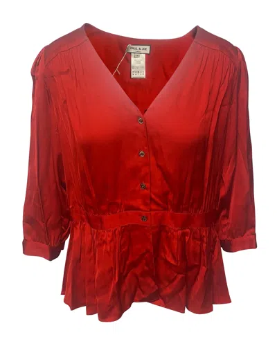 Paul & Joe Joconda Long Sleeve Blouse In Red Viscose