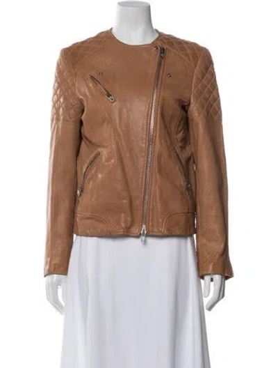 Pre-owned Paul & Joe Leather Biker Jacket In Brown