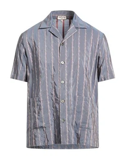 Paul & Joe Man Shirt Slate Blue Size Xl Viscose, Cotton, Polyester
