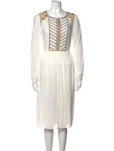 Pre-owned Paul & Joe Patterned Midi Length Dress In White