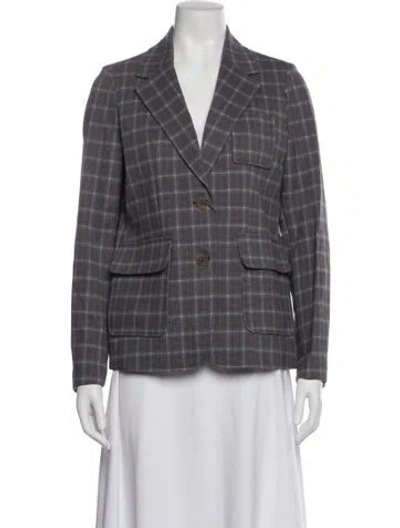 Pre-owned Paul & Joe Plaid Print Blazer In Gray