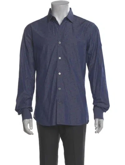 Pre-owned Paul & Joe Polka Dot Print Long Sleeve Dress Shirt In Blue