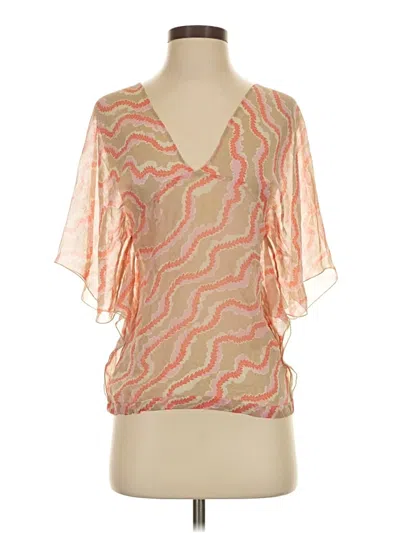 Pre-owned Paul & Joe Short Sleeve Silk Top Orange Plunge Neckline Tops