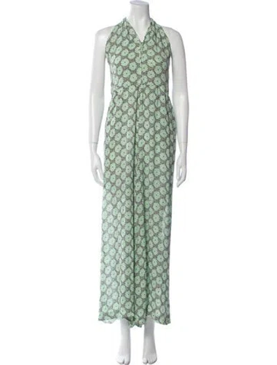 Pre-owned Paul & Joe Silk Floral Print Jumpsuit In Green
