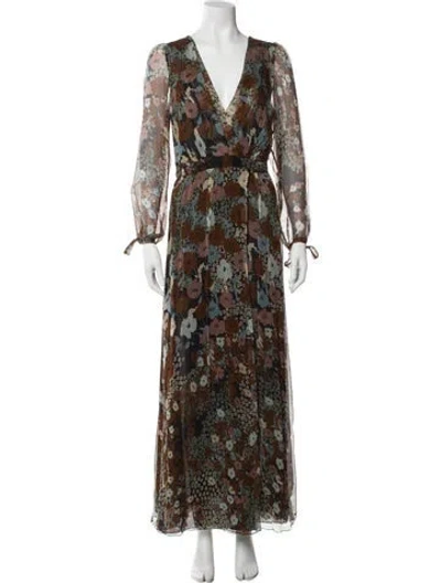 Pre-owned Paul & Joe Silk Long Dress In Brown