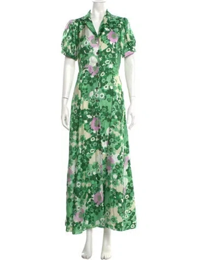 Pre-owned Paul & Joe Silk Long Dress In Green