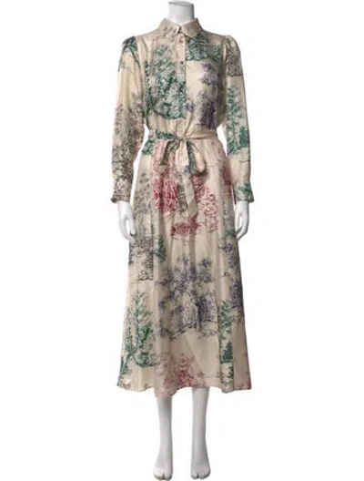 Pre-owned Paul & Joe Silk Long Dress In Neutrals