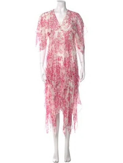 Pre-owned Paul & Joe Silk Long Dress In Pink