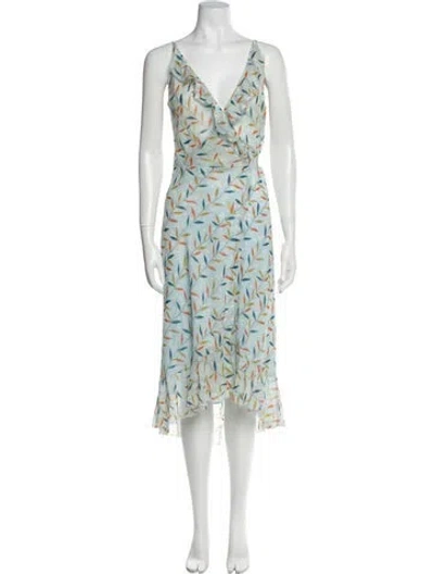 Pre-owned Paul & Joe Silk Midi Length Dress In Blue