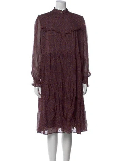Pre-owned Paul & Joe Silk Midi Length Dress In Purple