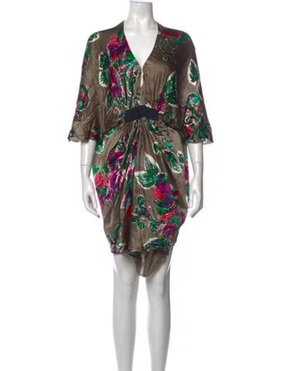 Pre-owned Paul & Joe Silk Mini Dress In Grey