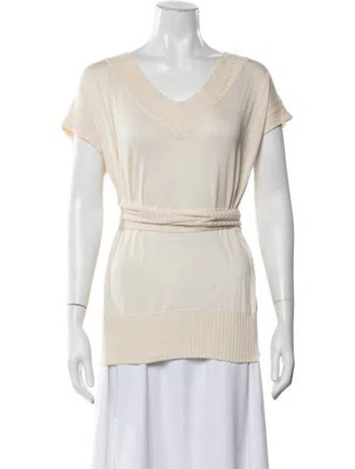 Pre-owned Paul & Joe Silk V-neck Top In Neutrals